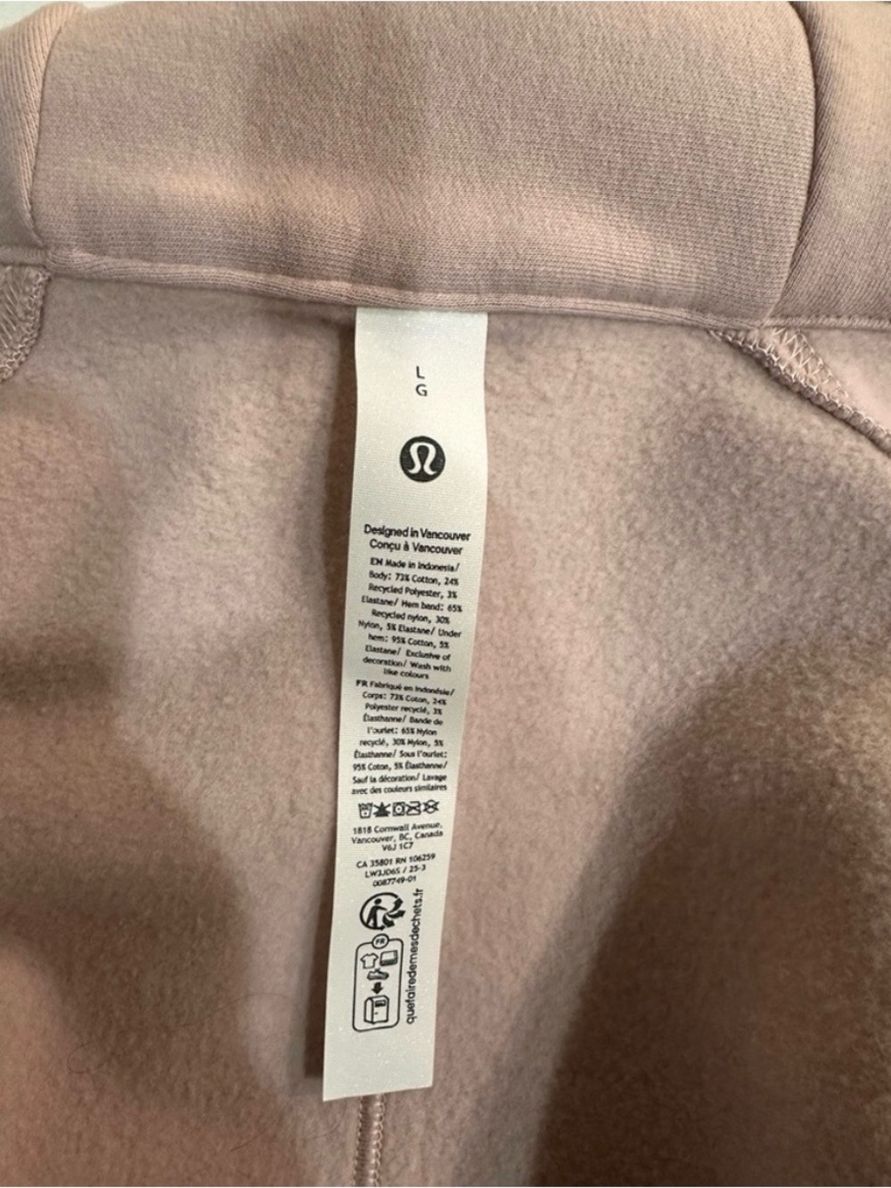 Lululemon Light Pink Full Zip Cropped Scuba Hoodie size large - Picture 5 of 5
